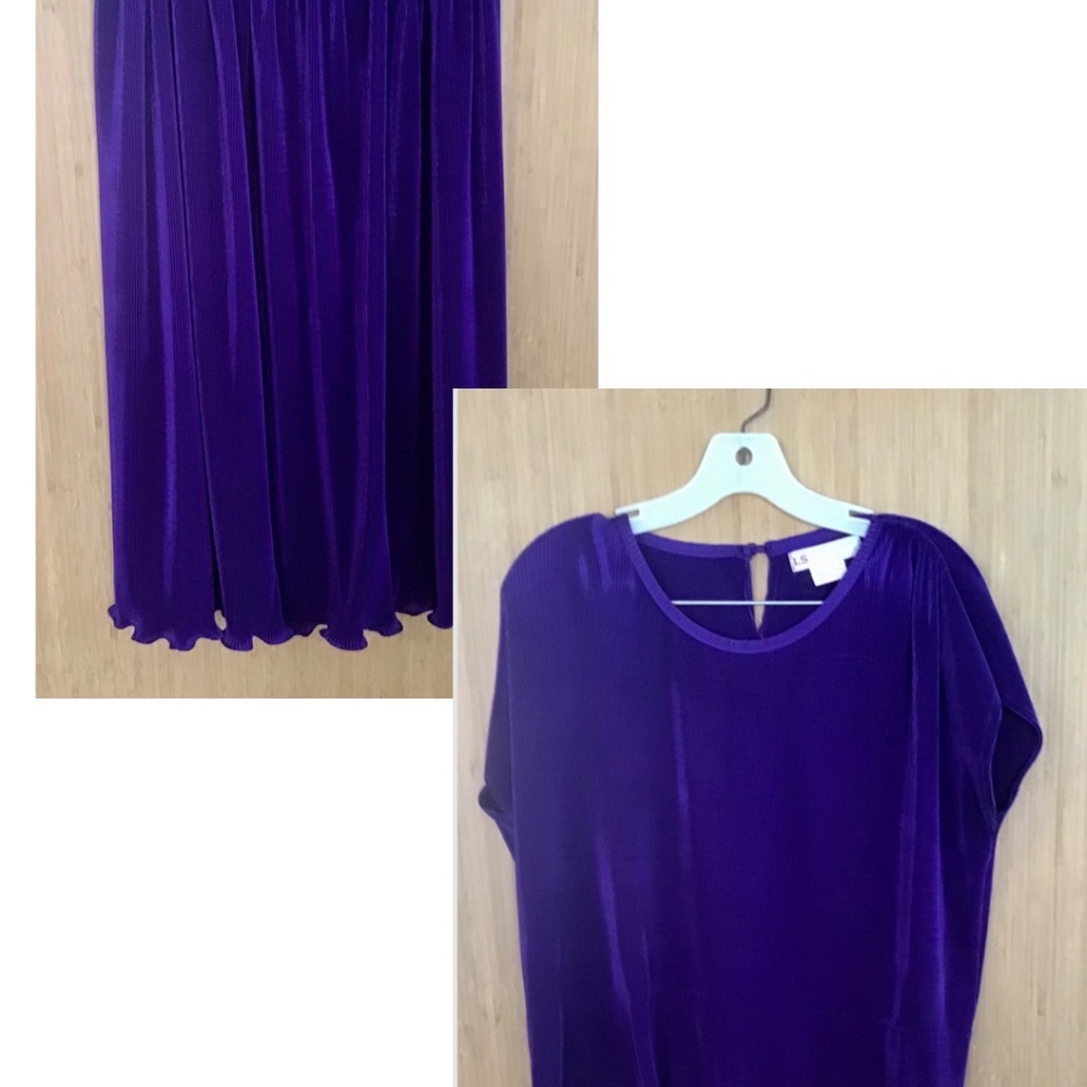 Vintage LS Collections Top/Skirt Set Size L Purple Liquid Knit